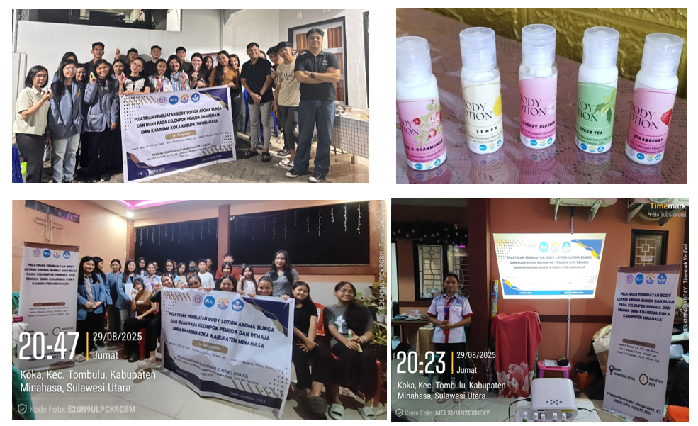 PELATIHAN PEMBUATAN BODY LOTION AROMA BUNGA DAN BUAH PADA KELOMPOK PEMUDA DAN REMAJA GMIM KHARISMA KOKA KABUPATEN MINAHASA